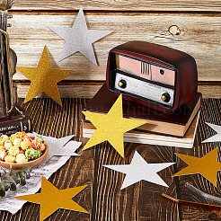 60 шт. 2-х цветная бумажные блестящие звезды для украшения стены&nbsp;AJEW-SP0001-18