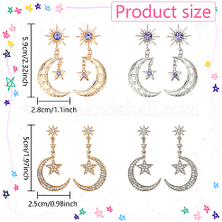 3 пара сережек-гвоздиков в виде луны и звезды EJEW-AN0004-45