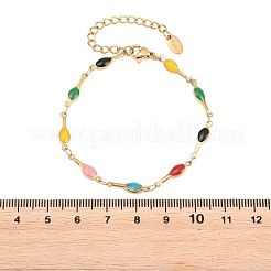 Bracelets en acier inoxydable 304 émaillé à maillons en forme de larme pour femmes&nbsp;BJEW-D460-12G