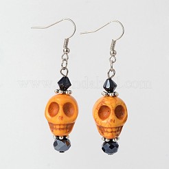 Halloween howlite synthétique crâne pendentif Boucles d'oreilles&nbsp;EJEW-JE01576