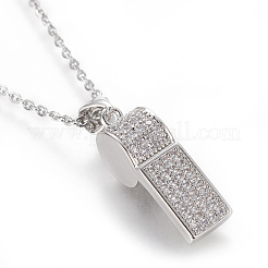 Colliers en laiton avec pendentif avec zircone cubique de micro pave&nbsp;NJEW-I230-22