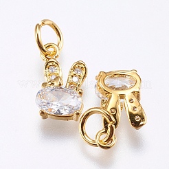 Латунные брелоки в виде кроликов с микропаве и кубическим цирконием&nbsp;X-RB-I077-19G-RS