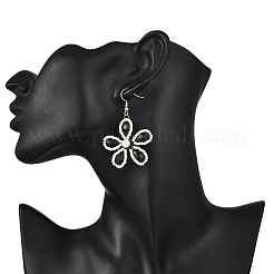 Fleurs de verre Dangle Boucles d'oreilles&nbsp;EJEW-TA00715-01