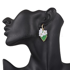 4 пара серег ручной работы из стеклянных бусин в форме цветка с застежкой-русалкой&nbsp;EJEW-MZ00487