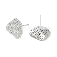 Серьги-гвоздики из латуни с микро-паве из прозрачного кубического циркония для женщин&nbsp;EJEW-M260-09P