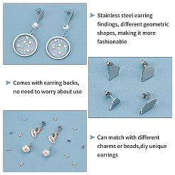 80 шт. 4 шт. фурнитуры для сережек-гвоздиков из нержавеющей стали 304 и 90 шт. гайки для ушей&nbsp;STAS-UN0034-92