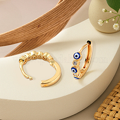 1 пара эмалевых серег-колец от сглаза с прозрачными кубическими цирконами&nbsp;EJEW-LP0004-99
