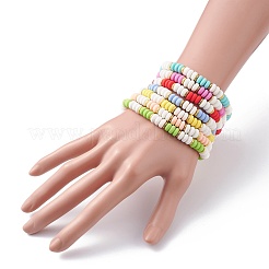 Set di braccialetti elastici da surf da surf con perline heishi fatte a mano in argilla polimerica&nbsp;BJEW-JB07227