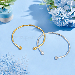 8 шт. двухцветные открытые браслеты-манжеты из сплава&nbsp;BJEW-GO0002-26