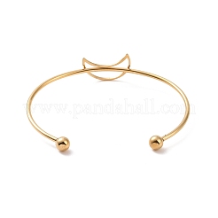 201 нержавеющая сталь ажурный полумесяц открытый браслет-манжета&nbsp;BJEW-P285-03G