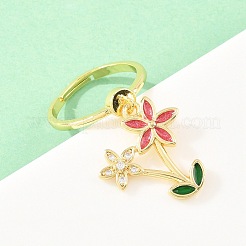 Латунные кольца-подвески с микропаве из кубического циркония для женщин&nbsp;RJEW-A090-04G