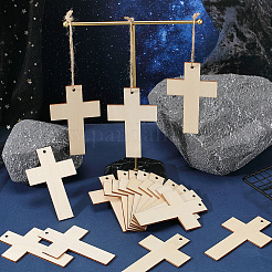 Décorations pendentif croix en bois&nbsp;HJEW-WH20016-05