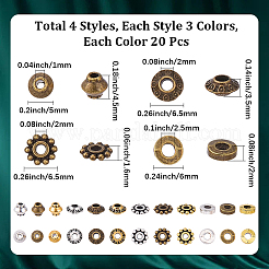 Perline distanziatrici in lega di stile tibetano 240 pz 12 stili&nbsp;TIBE-SC0002-59E
