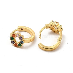 Orecchini a cerchio con micro pavé di zirconi in ottone placcato cremagliera&nbsp;EJEW-P221-08G