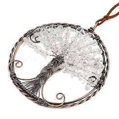 Подвесные украшения из латуни и натурального кварцевого кристалла&nbsp;HJEW-Z007-05R-10