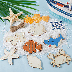30 ensemble de pendentifs en bois vierges non finis sur le thème de l'océan&nbsp;DIY-SP0003-90