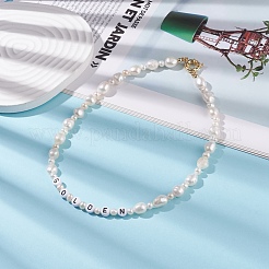Collana di perle naturali con perline acriliche dorate per le donne&nbsp;NJEW-JN03850