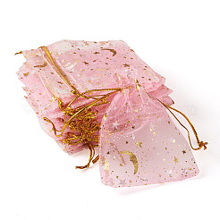 30 Stück goldgeprägte Organza-Geschenktüten mit Mond- und Sternmotiv und Kordelzug&nbsp;ABAG-TA0002-21G
