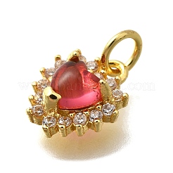 Micro pavé di zirconi in ottone con pendenti in vetro&nbsp;KK-D295-28G-02