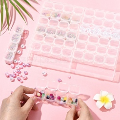 1 шт прозрачный пластиковый контейнер для бисера с 56 сетками&nbsp;CON-YW0001-86