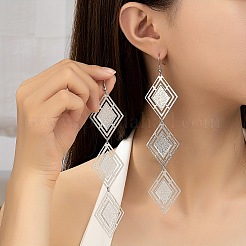 Серьги-подвески в форме ромба из сплава&nbsp;FS-WG9FBBE-01