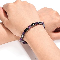 Runde natürliche Amethyst-Stretch-Armbänder&nbsp;BJEW-G072-10