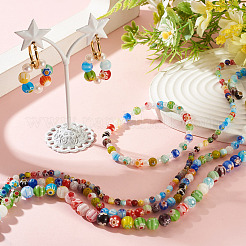 3 brin 3 styles de brins de perles rondes en verre millefiori faites à la main&nbsp;LAMP-TA0002-68