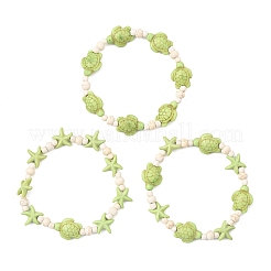 3 braccialetto elastico con perline sintetiche turchesi tinte&nbsp;BJEW-JB13875
