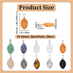 20 шт. 10 стиля подвески из натуральных смешанных драгоценных камней в виде конского глаза&nbsp;G-OC0005-94
