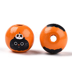 Perles européennes en bois sur le thème d'Halloween&nbsp;WOOD-N016-04L