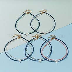 Ensembles de colliers pendentif lettre mixte coquillage naturel&nbsp;NJEW-JN03303
