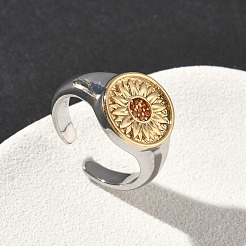 Латунные кольца из манжеты с прозрачным цирконием&nbsp;RJEW-G364-01GP-02