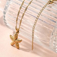 Летние пляжные ожерелья из нержавеющей стали 304 с подвеской в виде веревки и цепи для женщин&nbsp;LS-STAS-Z108-01G-01