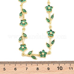 Collane a catena con maglie a forma di fiore e pavé di zirconi cubici in ottone&nbsp;KK-CBA4547-18G-03