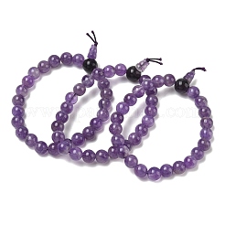 Bracelet extensible en perles de gourde d'améthyste naturelle pour femme&nbsp;G-G997-G03