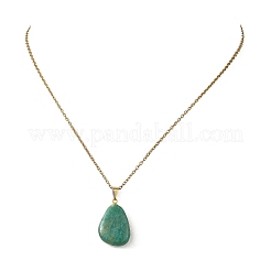 Collana con ciondolo a goccia in amazzonite naturale e catena in acciaio inossidabile 304&nbsp;NJEW-JN06417