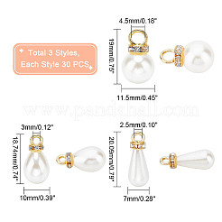 90 шт. 3 подвески из искусственного жемчуга и латуни&nbsp;KY-PH0001-22