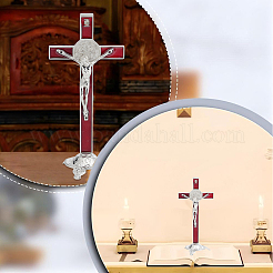 Decoraciones de exhibición de crucifijos de San Benito de aleación esmaltada&nbsp;AJEW-WH0752-416B