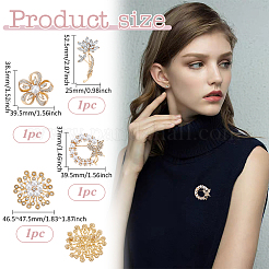 Значки на лацкан одежды из цветочного сплава со стразами&nbsp;JEWB-ME0001-30