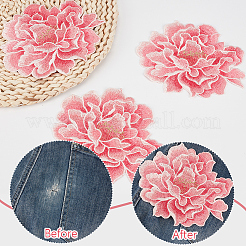 4 parche bordado de poliéster con diseño de peonía para coser&nbsp;PATC-CY0001-72A