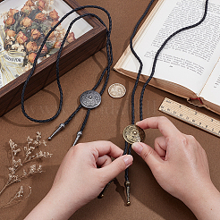 2 шт. 2 цвета сплава цветок искусственная кожа шнур боло галстук лариат ожерелья для женщин&nbsp;NJEW-GA0001-09