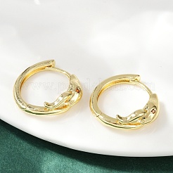 Серьги-кольца из латуни с микропаве из кубического циркония&nbsp;EJEW-L299-03G