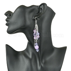 Серьги-подвески в форме сердечек из латуни&nbsp;EJEW-FS00044