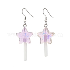 2 пара двухцветных сережек-леденцов в форме звездочек из искусственной смолы&nbsp;EJEW-JE06358