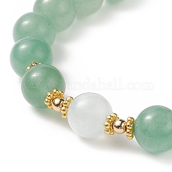 Браслеты из бисера из натурального зеленого авантюрина и имитации морганита и кварца&nbsp;BJEW-JB09041