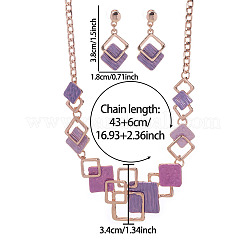 Комплекты из ожерелий и серег-гвоздиков с эмалью в форме ромба из цинкового сплава&nbsp;WG3ED7E-05