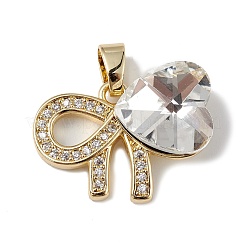Pendenti in vero ottone placcato in oro 18k placcato in cremagliera con micro pavé di zirconi cubici trasparenti&nbsp;KK-C015-26G