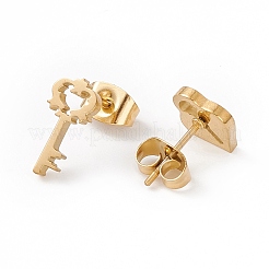 Асимметричные серьги из нержавеющей стали 304 в форме замка и ключа-скелета&nbsp;LS-EJEW-F286-02G