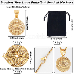 Kits para hacer collares con colgante de baloncesto de acero inoxidable quirúrgico 316&nbsp;DIY-BBC0002-22G