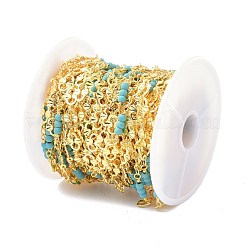 Chaîne à maillons en laiton et synthétique turquoise&nbsp;CHC-D029-04G
